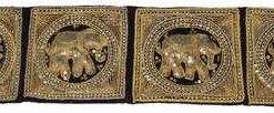 Tablou vintage cu elefanti aurii, din material textil