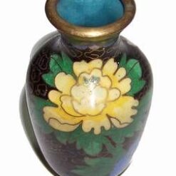 Minivaza Feng Shui cu flori de bujor - vintage