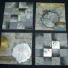 Set de 4 tablouri Feng Shui pentru bogatie auriu cu argintiu