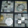 Set de 4 tablouri Feng Shui pentru bogatie auriu cu argintiu