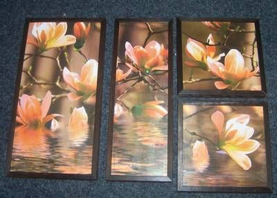 Set de 4 tablouri Feng Shui cu flori de cires