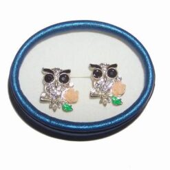 Cercei cu bufnita intelepciunii si cristale magice