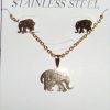 Set din inox placat cu aur cu elefantii fertilitatii