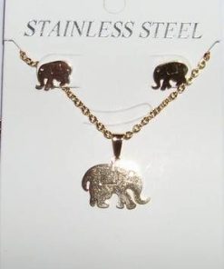 Set din inox placat cu aur cu elefantii fertilitatii