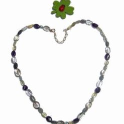 Colier citrin, cristal de stanca, ametist si aur 14k