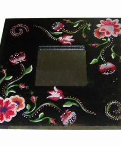 Oglinda Feng Shui cu flori de camp pictate - neagra