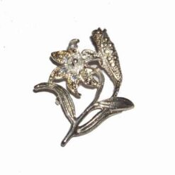 Brosa argintiecu floarea norocului de bani