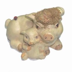 Pusculita din ceramica cu Familie de purcelusi