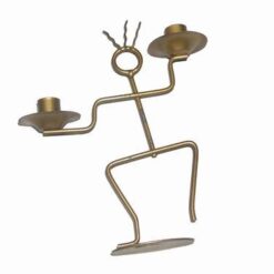 Suport auriu din metal vintage pentru 2 lumanari lungi