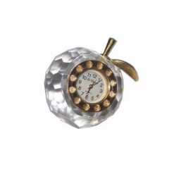 Ceas din cristal multifatetat, cu elemente metalice aurii