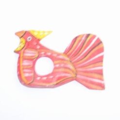 Set de 6 cocosi din lemn cu gaura pe mijloc