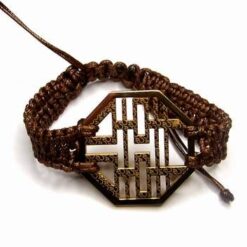 Bratara cu simbolul dublei fericiri aurie pe siret reglabil