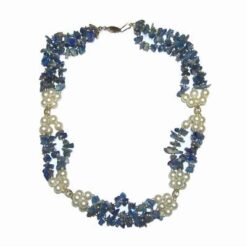 Colier magic auriu cu lapis lazuli si perle