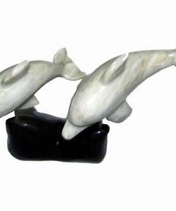 Cuplu de 2 delfini din onix pe suport de onix