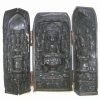 Statueta triptica cu Buddha si intelepti
