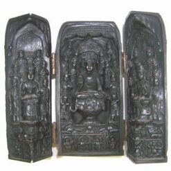 Statueta triptica cu Buddha si intelepti