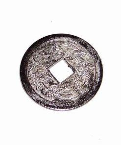 Moneda Feng Shui argintie cu pasarea Phoenix si Dragon