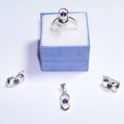 Set din argint cu cristal de ametist - cifra 8
