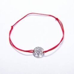 Simbol din argint pe siret rosu reglabil - Copacul vietii