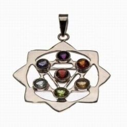 Pandantiv PLACAT CU argint - Mandala Fericirii cu cristele