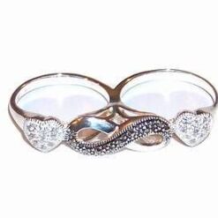 Inel dubu din argint cu marcasite