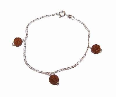 Bratara din argint cu 3 sfere de Rudraksha Bratara din argint cu 3 sfere de Rudraksha