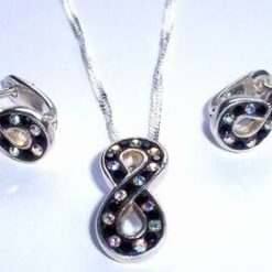 Cercei si colier pe lantisor - Cifra Opt din argint