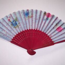 Evantai Feng Shui cu motive florale, din bambus