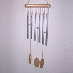 Clopotel de vant - argintiu cu 12 tuburi metalice pline