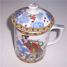 Cana de ceai cu capac, din portelan - Remediu Feng Shui