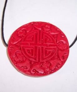 Talisman Feng Shui din  cinabru cu simbolul longevitatii-
