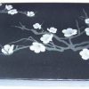 Tablou Feng Shui cu flori de cires, de culoare neagra