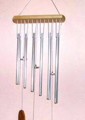 Clopotel de vant cu 12 tuburi argintii - remediu Feng Shui