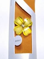 Brosa Feng Shui cu trifoi cu patru foi in forma de inimioara