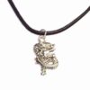 Dragonul Imperial, din metal, pe siret negru din piele