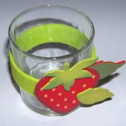 Pahar din sticla cu ornament Capsuna - pentru bucatarie