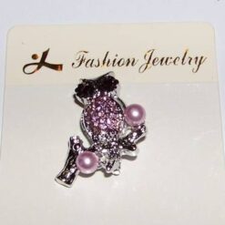 Brosa Feng Shui cu Bufnita intelepciunii si perle mov