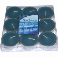 Set de 9 lumanari tip pastila, albastre, cu aroma marina