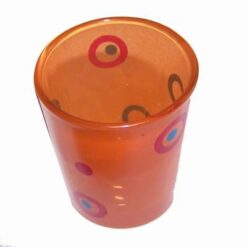 Pahar de culoare orange, cu model si lumanare tip pastila