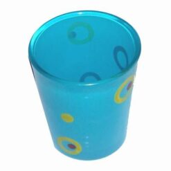 Pahar de culoare bleu, cu model si lumanare tip pastila