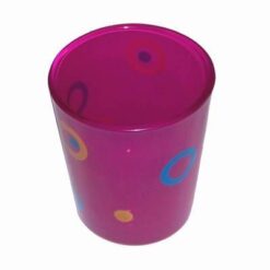 Pahar de culoare roz, cu model si lumanare tip pastila
