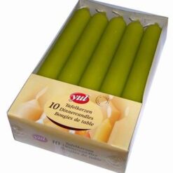 Set de 10 lumanari de culoare verde mustar