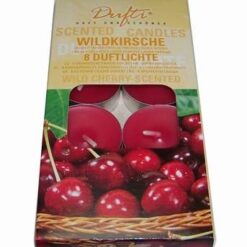 Set de 8 lumanari tip pastila, parfumate, cu aroma de cirese