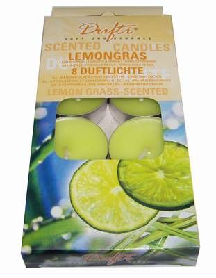 Set de 8 lumanari tip pastila, parfumate, cu aroma de lamaie Set de 8 lumanari tip pastila, parfumate, cu aroma de lamaie
