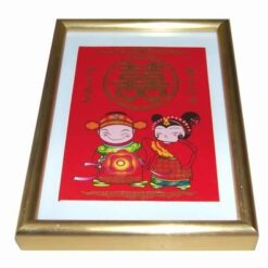 Tablou Feng Shui cu simbolul dublei fericiri auriu