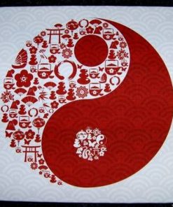 Tablou Feng Shui cu Yin-Yang si elemente de bun augur