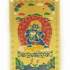 Card/Talisman tibetan cu Jambhala Norocului din metal auriu