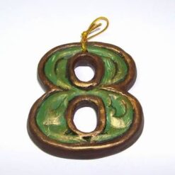 Cifra 8 din ceramica, lucrata manual - elementul Lemn