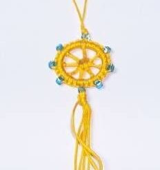 Canaf Feng Shui cu Roata Norocului - Dharma Wheel - galben