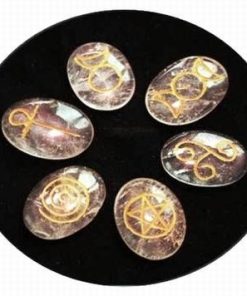 Set de 6 simboluri Wicca gravate pe cristal de stanca